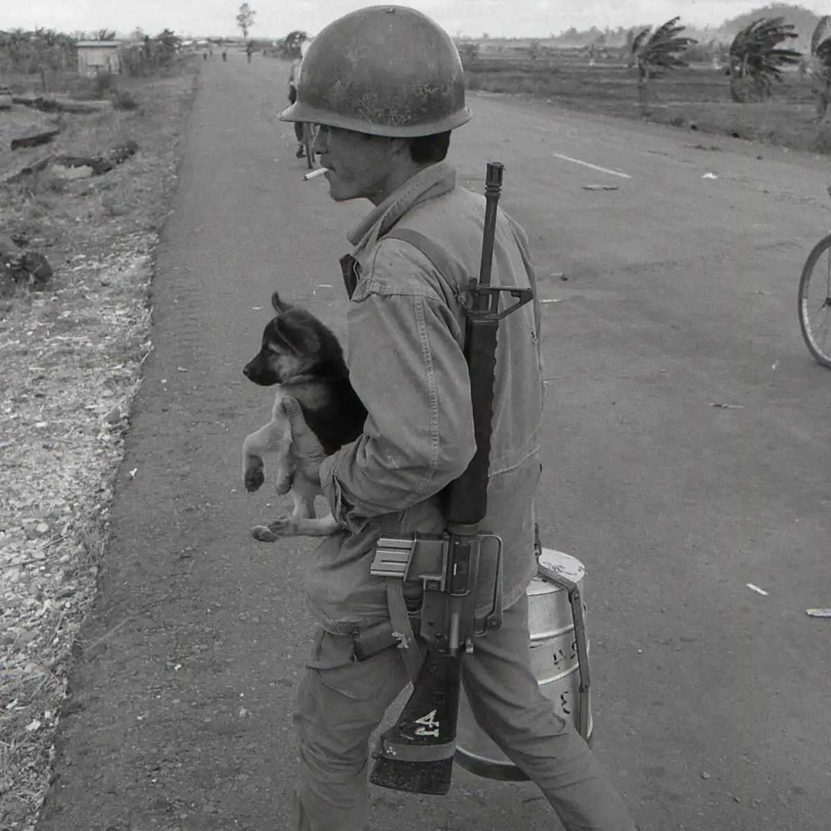 Vietnam avril 1975 - Soldat au chien